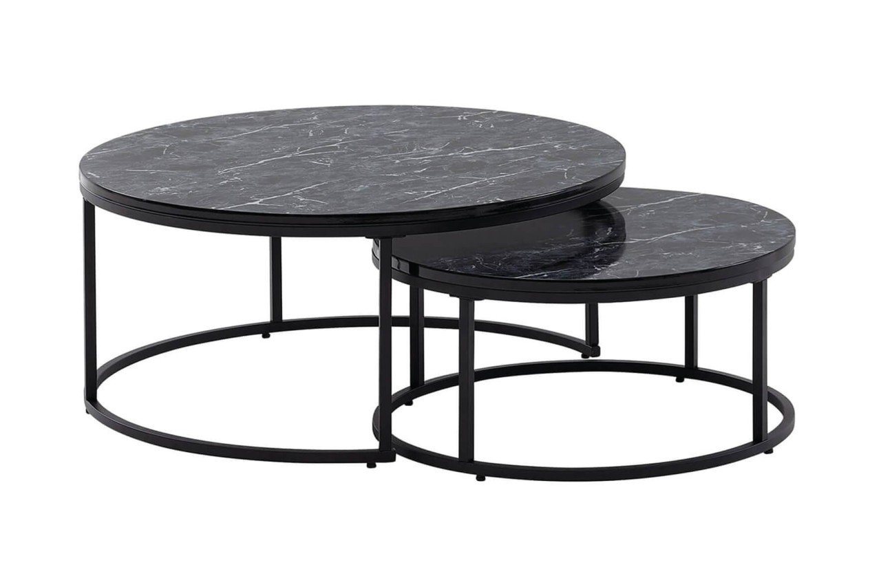 tinkaro Couchtisch YUVA Marmor Optik schwarz 2er Set modern tinkaro Couchtisch YUVA Marmor Optik schwarz 2er Set modern von tinkaro