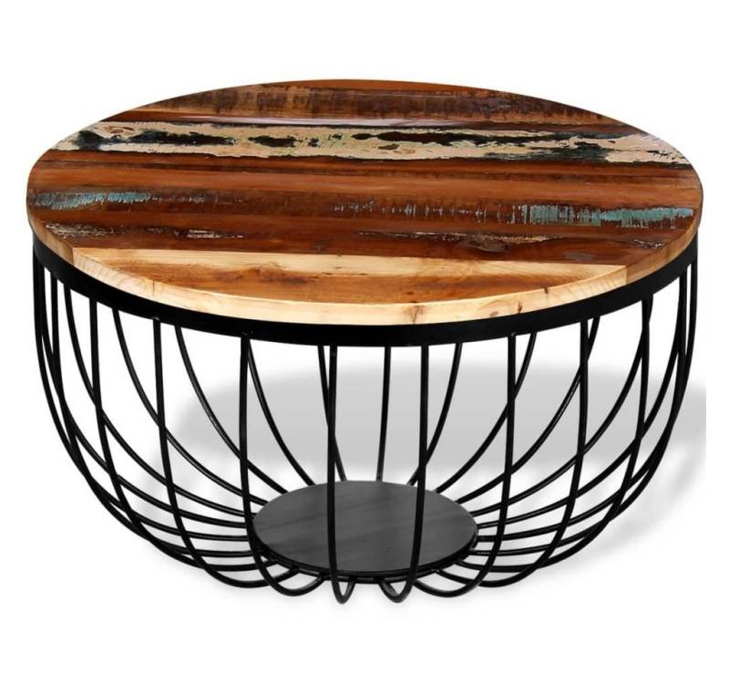 tinkaro Couchtisch JADO Korbtisch Altholz Metall Sofatisch industrial Style (1-St) von tinkaro