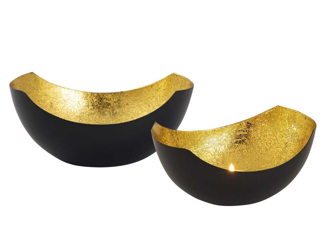 tinkaro Dekoobjekt AINO Metallblech Kerzenhalter Schwarz/Gold (2-er, Set) von tinkaro