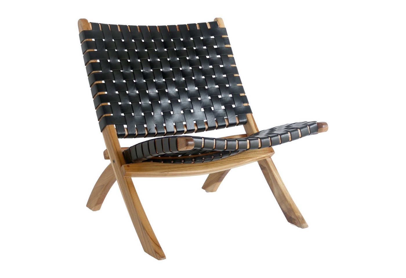 tinkaro Esszimmerstuhl Klappstuhl Perugia Teakholz, Leder Schwarz von tinkaro