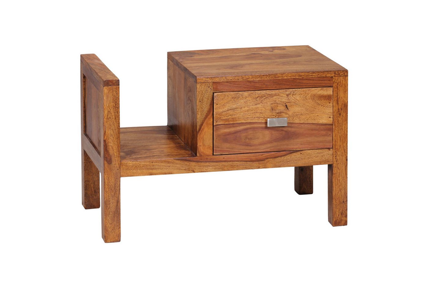 tinkaro Nachttisch IDDO Massiv-Holz Mango, Walnuss finish Flurtisch Braun (1-St) von tinkaro