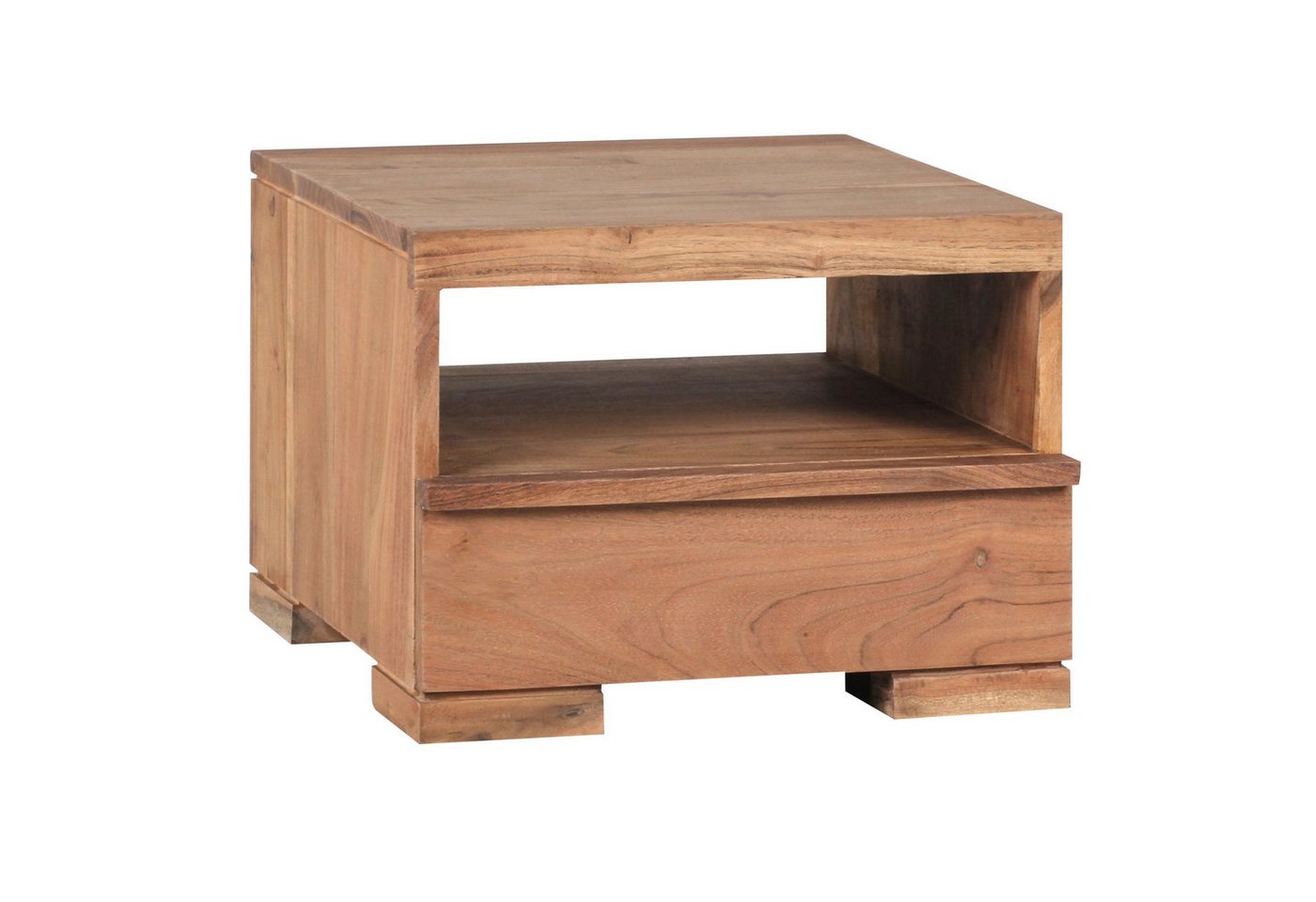 tinkaro Nachttisch TARKAN Massiv-Holz Akazie Beistelltisch Braun (1-St) von tinkaro