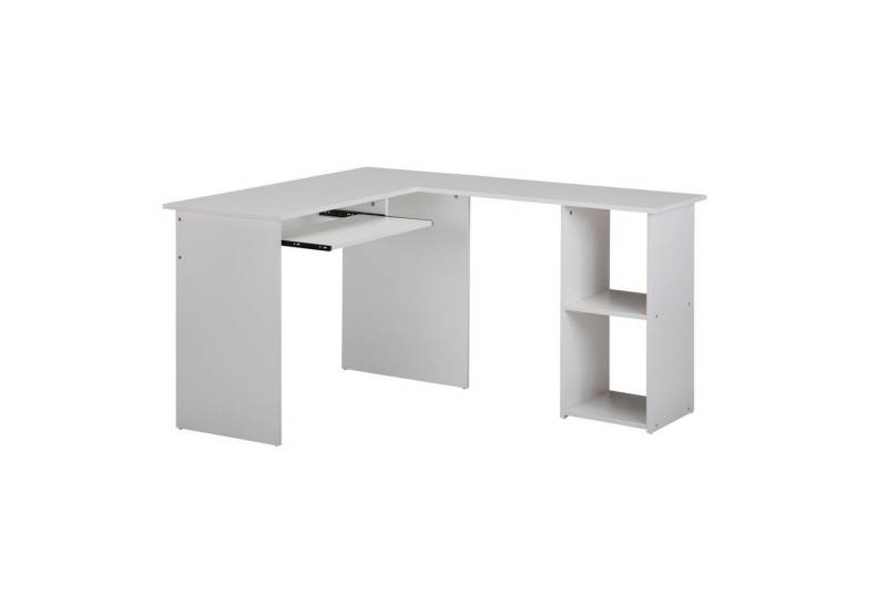 tinkaro Schreibtisch BRIT Holz Eckschreibtisch Weiß Schreibtischkombination eckig (1-St) von tinkaro