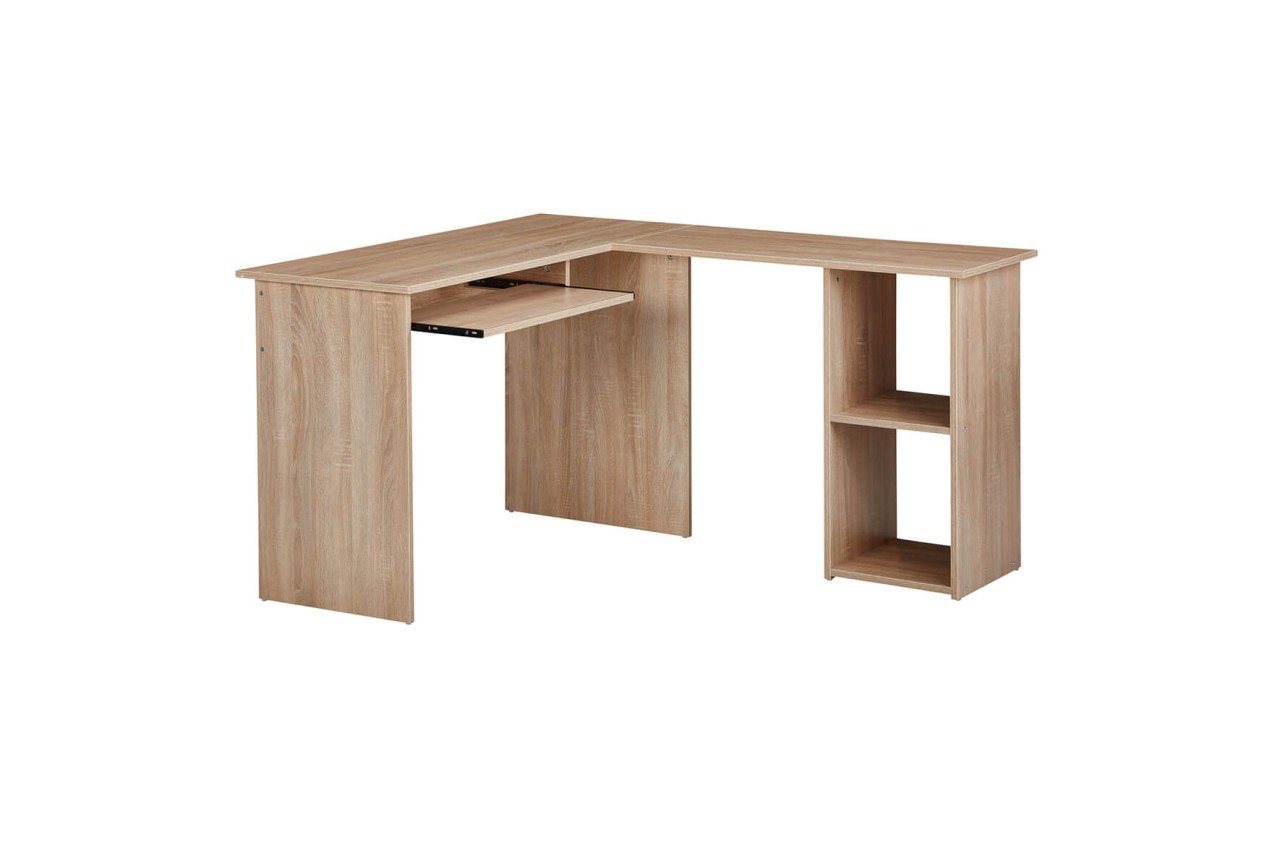 tinkaro Schreibtisch RINGO Holz Eckschreibtisch Braun Schreibtischkombination von tinkaro