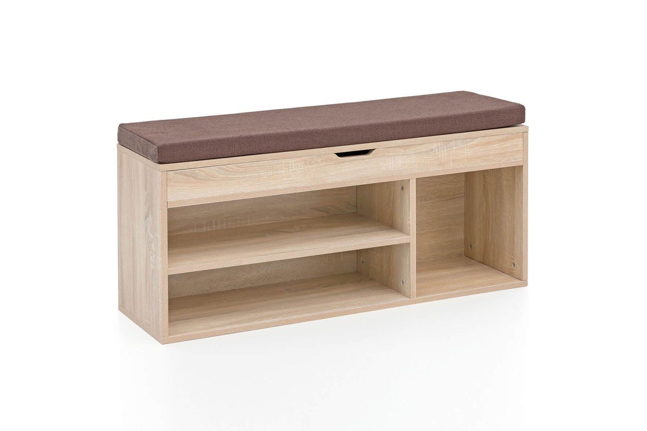 tinkaro Schuhschrank RAMTIN Holz Garderoben-Bank Sonoma Braun von tinkaro