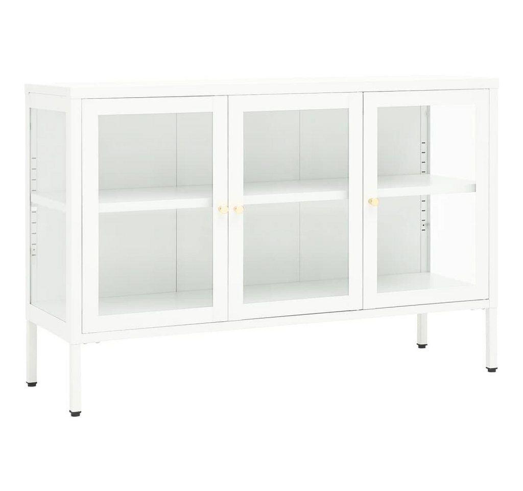 tinkaro Sideboard DRITOR Stahl und Glas Kommode Weiß von tinkaro