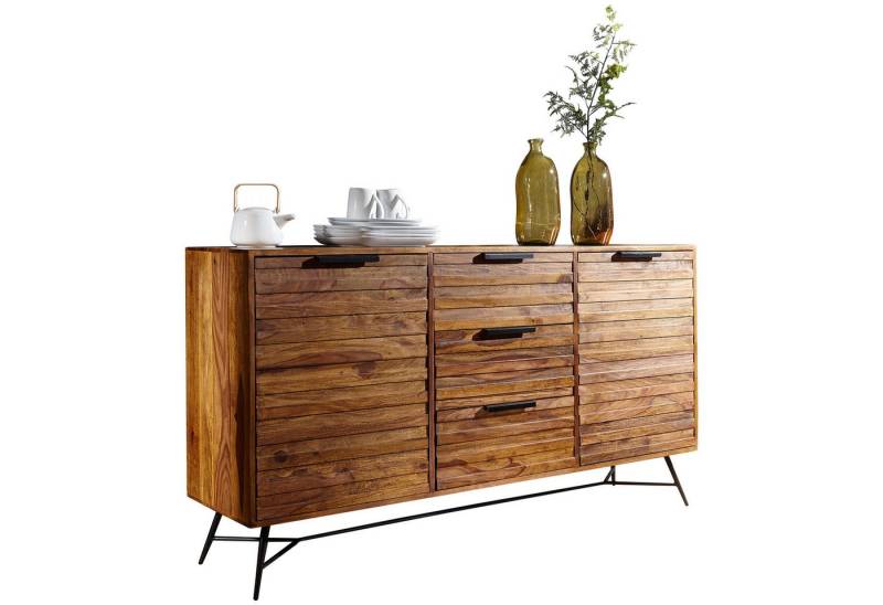 tinkaro Sideboard NALI Kommode Anrichte industrial Mango, Walnuss Finish Möbel von tinkaro