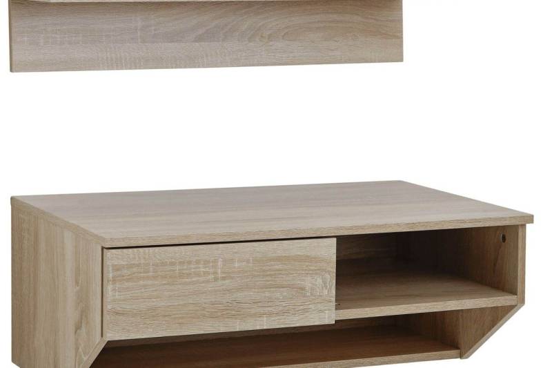 tinkaro Wandgarderobe DOMINIK Holz Schweberegal Braun von tinkaro