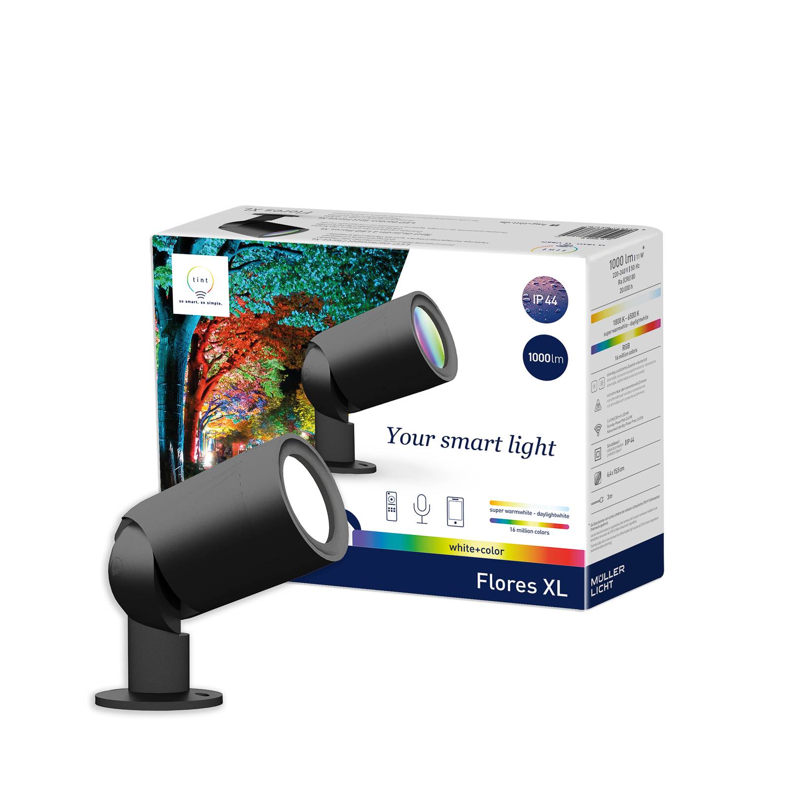 LED-Außenstrahler tint Flores XL, IP44, CCT, RGB von tint