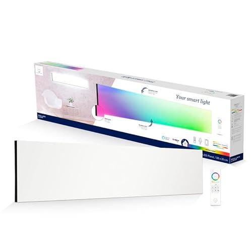 tint Aris Smarte LED Deckenlampe Deckenleuchte, rahmenloses flaches Panel 30 x 120cm, weißes Licht (1800-6500K) und farbiges Licht RGB, dimmbar, Zigbee, Bluetooth, Alexa, Optik: schwarz von tint