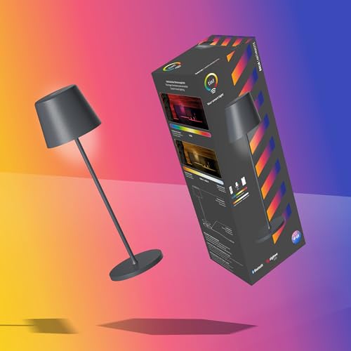 tint Smarte LED-Tischleuchte Dalia Anthrazit, farbiges Licht RGB für indirekte Beleuchtung, Farbwechsel, 8W, 6 vorprogrammierte Lichtszenen, Bluetooth+Zigbee, funktioniert mit Alexa von tint