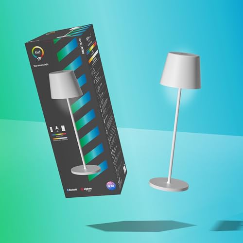 tint Dalia smarte LED-Tischleuchte, Weiß, RGB, funktioniert mit Zigbee+Alexa+Bluetooth App, 2,5W von tint