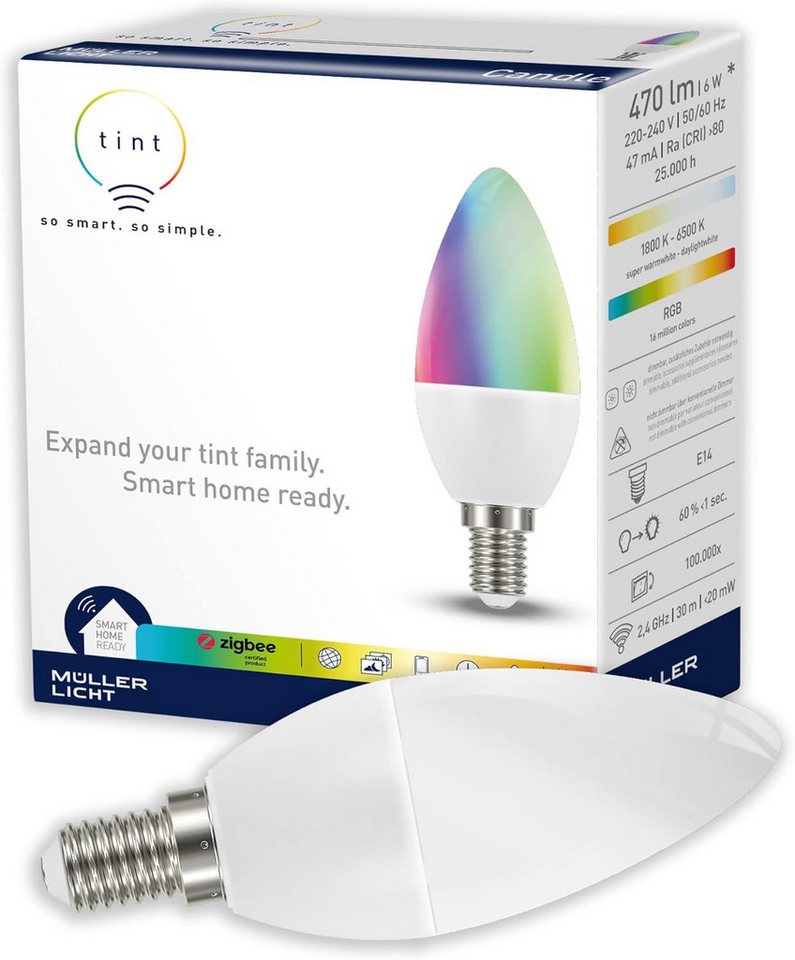 tint LED-Leuchtmittel Smarte Glühbirne, E14, Einbindung in die Sprachsteuerung tint LED-Leuchtmittel Smarte Glühbirne, E14, Einbindung in die Sprachsteuerung von tint