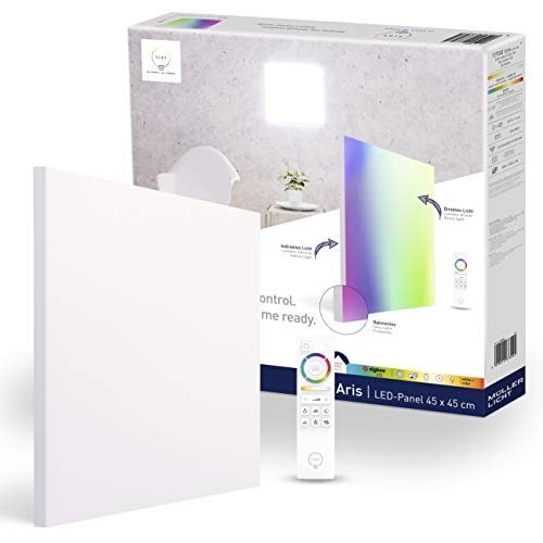 tint Smarte LED-Deckenlampe ARIS – Steuerbar per Alexa oder Fernbedienung – Mit weißem (1800-6500 K) und farbigem Licht RGB – Quadratisches Panel 30 x 30 cm, weiß von tint