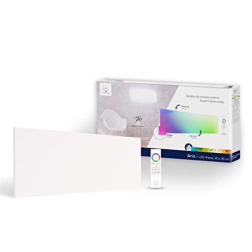 tint Smarte LED-Deckenlampe ARIS – Steuerbar per Alexa oder Fernbedienung – Mit weißem (1800-6500 K) und farbigem Licht RGB – Rechteckiges Panel 30 x 60 cm von tint