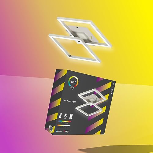 tint Smarte LED-Deckenleuchte Cano silver – Steuerbar per Alexa, Fernbedienung oder Bluetooth – Dimmbare Beleuchtung mit weißem (1800-6500 K) und farbigem RGB Licht von tint