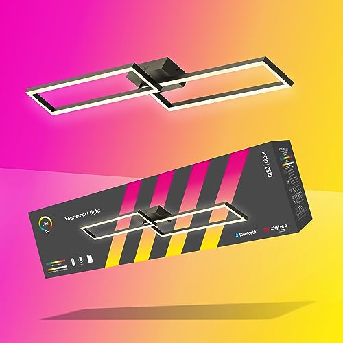 tint Smarte LED-Deckenleuchte Ciso black – Steuerbar per Alexa, Fernbedienung oder Bluetooth – Dimmbare Beleuchtung mit weißem (1800-6500 K) und farbigem RGB Licht von tint