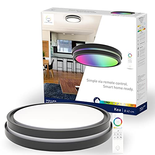 tint Smarte LED-Deckenleuchte KEA – Steuerbar per Alexa oder Fernbedienung – Dimmbare Beleuchtung mit weißem (1800-6500 K), farbigem RGB und indirektem Licht, 22 W – Ø 42 cm von tint