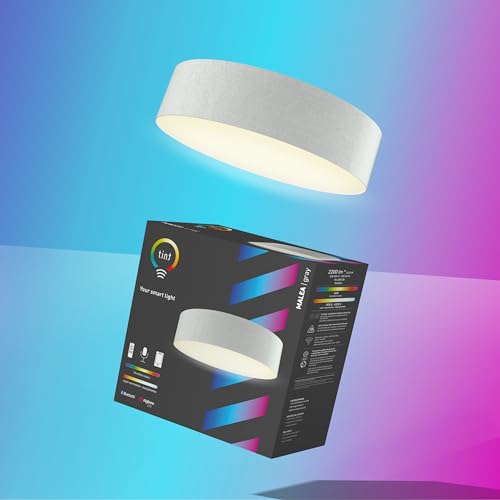 tint Smarte LED-Deckenleuchte Malea grey – Steuerbar per Alexa, Fernbedienung oder Bluetooth – Dimmbare Beleuchtung mit weißem (1800-6500 K) und farbigem RGB Licht von tint