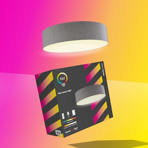 tint Smarte LED-Deckenleuchte Malea taupe – Steuerbar per Alexa, Fernbedienung oder Bluetooth – Dimmbare Beleuchtung mit weißem (1800-6500 K) und farbigem RGB Licht von tint