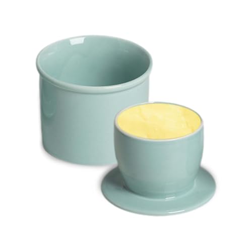 tintoke Französische Butterdose,französische butterdose klein,Französische Butterdose mit Deckel,Französische Butterdose Keramik,Keramik Buttertopf,Geeignet für die Aufbewahrung von Butter (hellblau) von tintoke