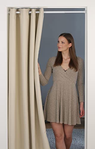 tinycurtains, Türvorhang beige 195 x 150 cm, für alle gängigen Türgrößen, Thermovorhang OHNE Stange von tinycurtains