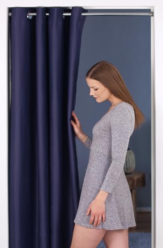 tinycurtains, Türvorhang blau 200 x 150 cm, für alle gängigen Türgrößen, Thermovorhang OHNE Stange von tinycurtains