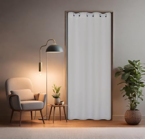 tinycurtains, Türvorhang weiß 200 x 150 cm, für alle gängigen Türgrößen, Thermovorhang OHNE Stange von tinycurtains