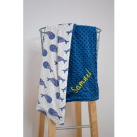 98 Navy Personalisierte Baby Jungen Decke Whale Dot Minky Gestickte Monogramm Name Decken Swaddle Erhalt von tinyhandBabyblanket