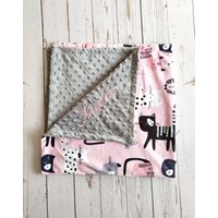 Baby Decke Mädchen Personalisierte Katze Kätzchen Benutzerdefinierte Name Katzendecke Haustierdecke Rosa Neugeborene Geschenk von tinyhandBabyblanket