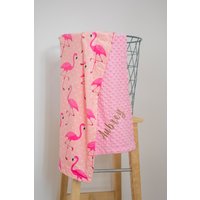 Personalisierte Baby Decke Flamingo Dot Minky Babydecke Monogramm Name Mädchen Neugeborene Babygeschenk Rosa Babydecken von tinyhandBabyblanket