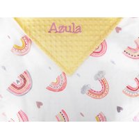 Personalisierte Babydecke, Regenbogen Babydecke Mädchen, Baby Shower Geschenk, Neugeborene Benutzerdefinierte Mädchen Decke, Stickerei Minky Decke von tinyhandBabyblanket