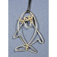 Seitliches Auge Pinguin Ornament - Silber Wire Weihnachts Ornament Cartoony Handmade von tinymishaps