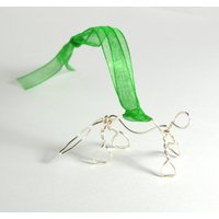 Winziger Wire Dino Ornament - Handgemachter Silberdraht Weihnachtsschmuck Dinosaurier von tinymishaps