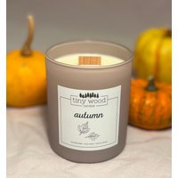 Autumn - Duftkerze Mit Holzdocht Sojawachs Warmes Taupe von tinywoodcandles