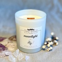 Moonlight - Duftkerze Mit Holzdocht Sojawachs Weiß Matt von tinywoodcandles