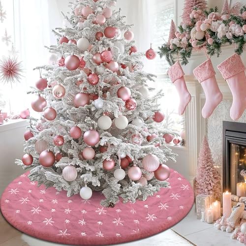 122 cm Weihnachtsbaumrock zum Valentinstag Rosa, Pink Weihnachtsbaum Rock Fell mit Silbernen Pailletten Schneeflocken, Tannenbaum Decke für Weihnachtsdeko für Winter,Herbst,Valentinstag Holiday 122 cm Weihnachtsbaumrock zum Valentinstag Rosa, Pink Weihnachtsbaum Rock Fell mit Silbernen Pailletten Schneeflocken, Tannenbaum Decke für Weihnachtsdeko für Winter,Herbst,Valentinstag Holiday von tiosggd