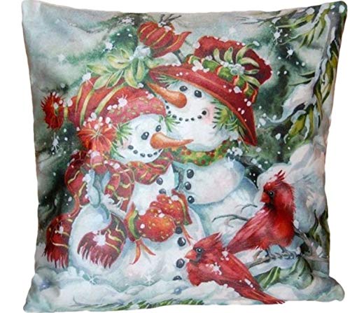 tischdecken-iris-shop Kissenhüllen Kissenhülle 40x40 cm Weihnachten (Schneemann Liebespaar) von tischdecken-iris-shop Kissenhüllen