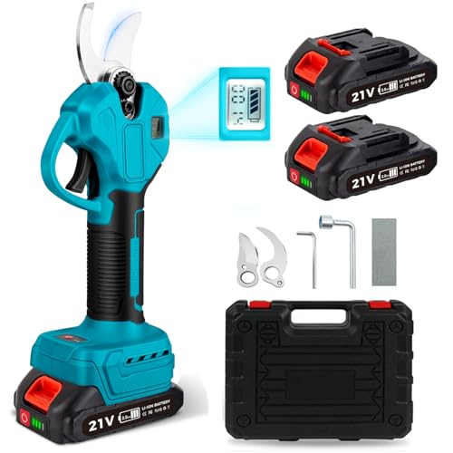 Astschere Mit 2x 2000 mAh Akku, Öffnung 45 mm, max. 30 mm Schnittdurchmesser, LCD Display Elektrische Astschere Wiederaufladbare Astschere für Äste, Blumen (MK#45MM with Battery) von tivekeo