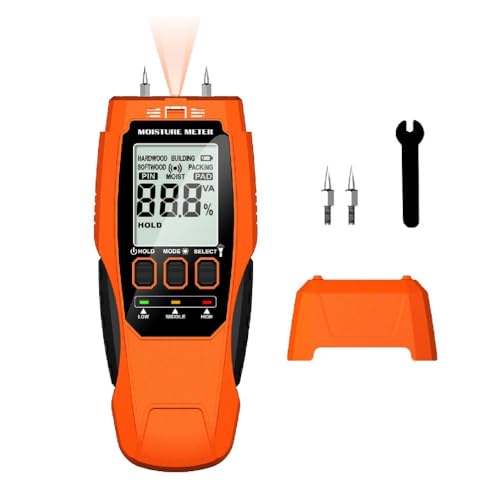 Digital Karton Wand Holz Feuchtigkeitsmesser 2 Pins Holz Luftfeuchtigkeit Tester Hygrometer Feuchtedetektor Großes LCD Display Digital Brennholz Trockenbauwände Feuchtigkeitsmesser Holz von tixoacke