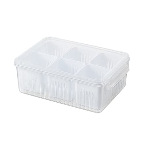 tixoacke Aufbewahrungsbox für Küche, Knoblauch, Kühlschrank, Obst, Abflussdichtung, Organizer, Box, Gemüse, Obst, Aufbewahrungsboxen mit Deckel mit Sieb, transparent für Gemüse und Obst von tixoacke