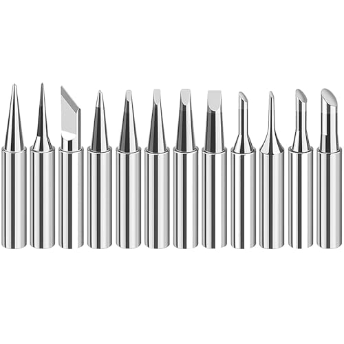 tiyiyok 12 Stück Lötspitzen, 900M Lötkolben Spitzen, Ersatzlötspitzen für Lötstationen, Schweißgeräte, Lötsockel Ersatzlötspitze für Lötstation, Schweißen, Löten von tiyiyok