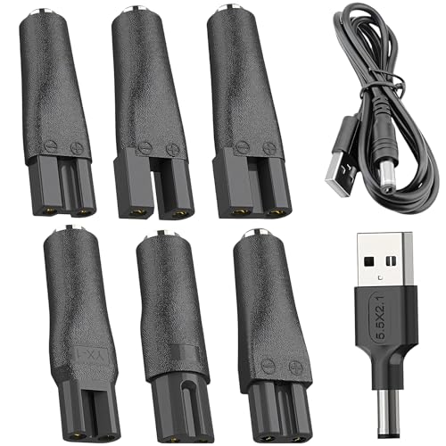tiyiyok 5V Universal USB Netzkabel Kabel, Ladekabel Rasierer mit 6 Stecker Netzteil Ladegerät, Ladegerät Ersatz, Multifunktions USB Adapter, für Rasierapparate, Luftreiniger, Tischlampen von tiyiyok