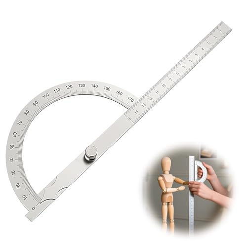 tiyiyokWinkelmesser Metall, Präz Gradmesser, Winkelmesser Edelstahl Metall, Feststellschraube, Verstellbarer Multifunktionswinkel 0-180°Universal Skala Lineal, für Holzarbeiten Heimarbeit Handwerker von tiyiyok