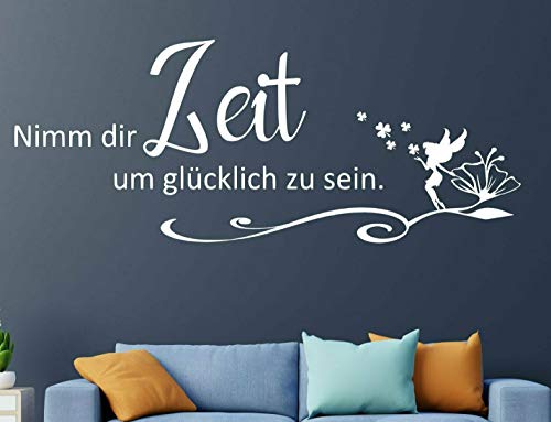 Neu bei tjapalo® pk264 Wandtattoo nimm dir Zeit um glücklich zu sein wandtattoo wohnzimmer spruch zitat Wandsticker Flur und Diele, Farbe: gold metallic, Größe: B80xH38cm von tjapalo