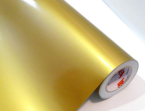 Neuheit bei tjapalo® Möbelfolie selbstklebend hochglanz Küchenfolie Bastelfolie Türfolie Klebefolie zum basteln folie zum bekleben von möbel mit Anleitung, Farbe: gold metallic, Größe: L300xB63cm von tjapalo