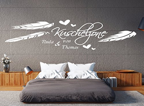 a-pk97 Wandtattoo Schlafzimmer Wandtatoo Wohnzimmer Wandtattoo Name Kuschelzone mit Wunschnamen (B140 x H39 cm (mittel)) von tjapalo