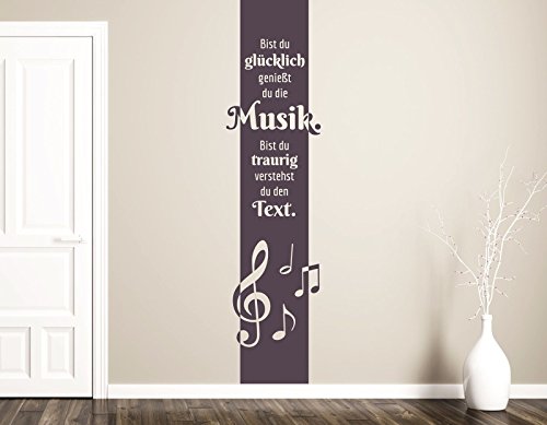 tjapalo® GR-pkm159 Wandtattoo Wohnzimmer Musik Flur Banner Wandbanner Wandtattoo Musik Spruch modern (Höhe 140 x Breite 32 cm) von tjapalo