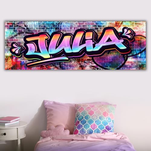 tjapalo® P90 Graffiti Poster Jugendzimmer Bild mit Namen Coole Bilder für Teenager Cool Graffiti Poster Kinderzimmer Mädchen Wandbild Mädchenzimmer Poster mit Namen Mädchen, Größen Name: B120xH42cm von tjapalo
