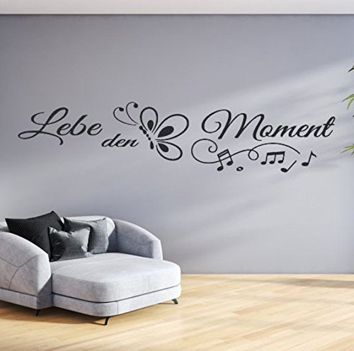 tjapalo® S-TK34 130x33cm Wandtattoo Wohnzimmer Wandtatoo Wandspruch ~Lebe den Moment~ Flur Wandsticker Dekoaufkleber Schlafzimmer von tjapalo